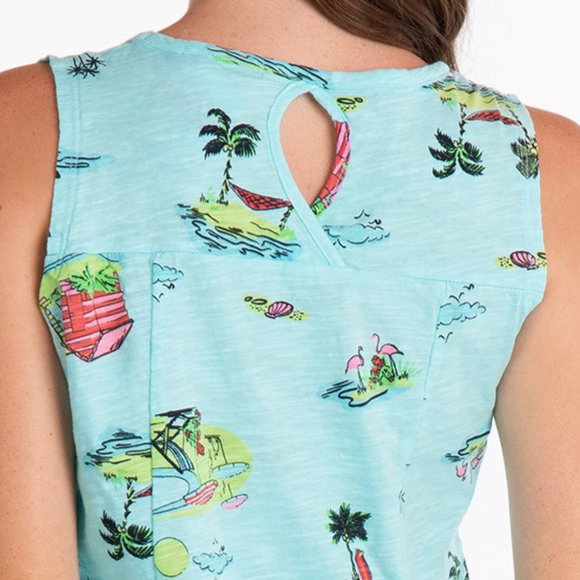 FRESH PRODUCE Chloe Tank Beachy Keen keyhole back Seaglass $62. - Picture 3 of 4